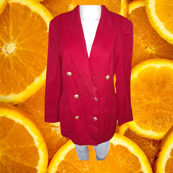 Pendleton Red Wool with Gold Button Double Breasted Blazer - Picture 4 of 6